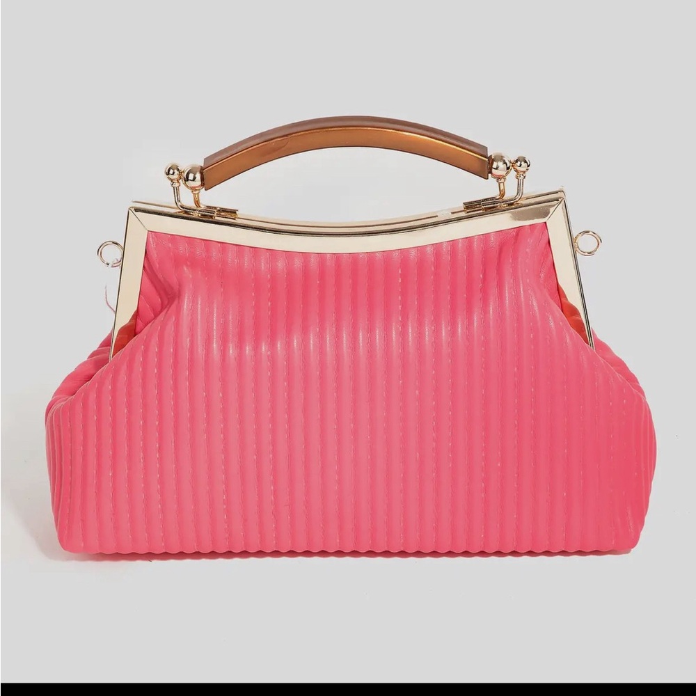 Chic Pink Clutch with Gold Frame